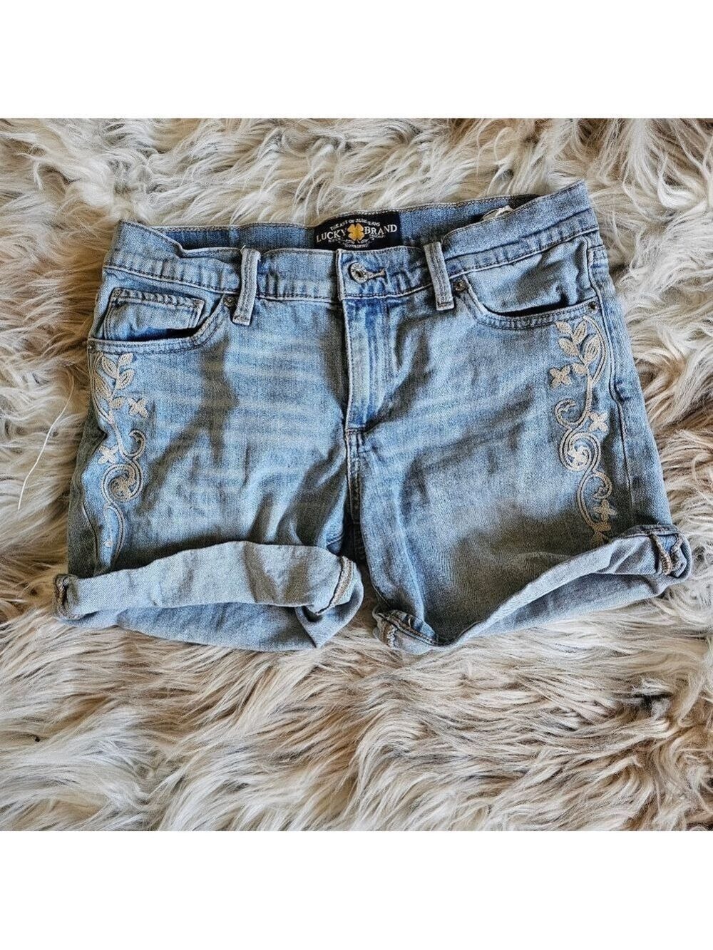 Lucky Brand Women's The Roll Up Blue Denim Shorts